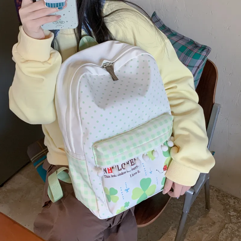 Kaka Tree Oxford Backpack Regular Unisex White-3