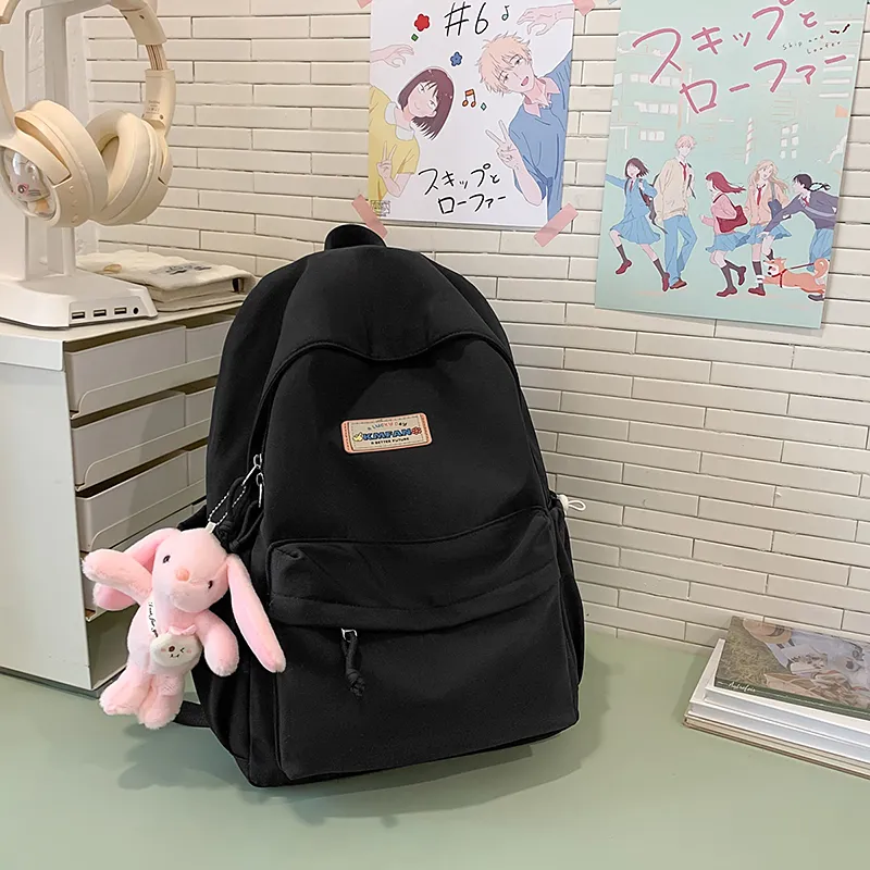 Kaka Tree Nylon Backpack Unisex Black/Pink/Yellow/Green/Blue-1
