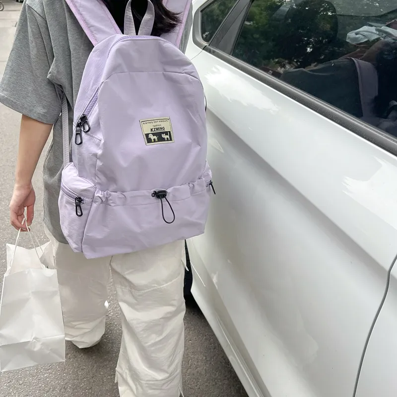 Kaka Tree Oxford Backpack Unisex White/Black/Pink/Purple-10