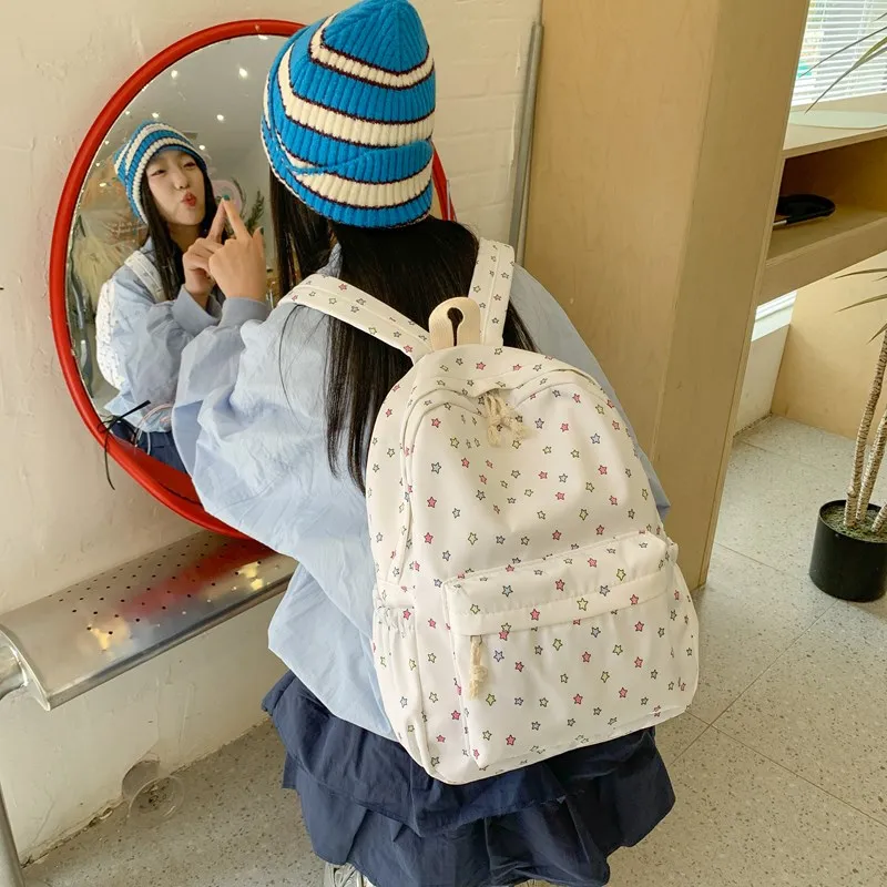 Kaka Tree Nylon Backpack Women's White-1