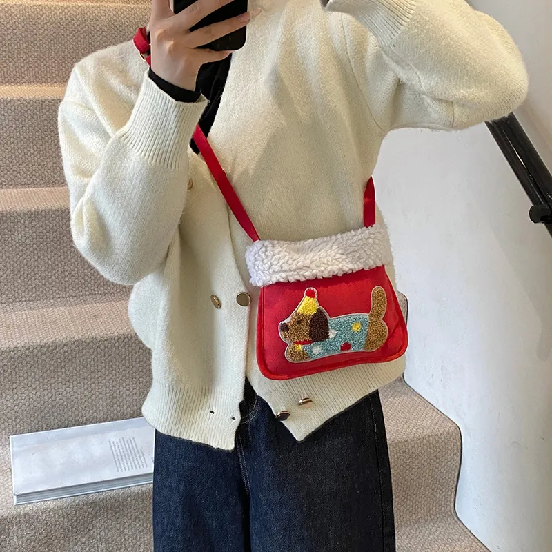 GOBLIN SHARKS 1759 Woolen Shoulder Bag Women's Brown & Khaki/Brown & White/Red/Pink-13