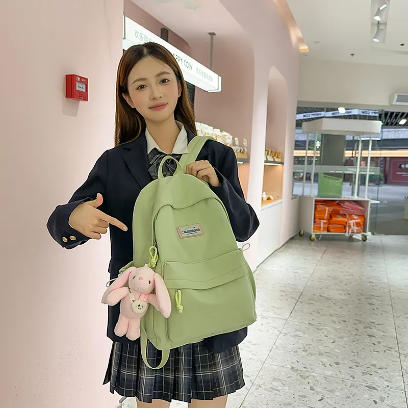 Kaka Tree Nylon Backpack Unisex Black/Pink/Yellow/Green/Blue-10