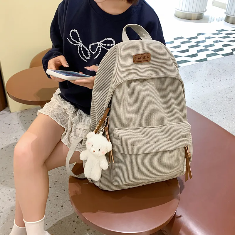 Kaka Tree Oxford Backpack Large Size Unisex Black/Khaki/White/Green/Gray-6