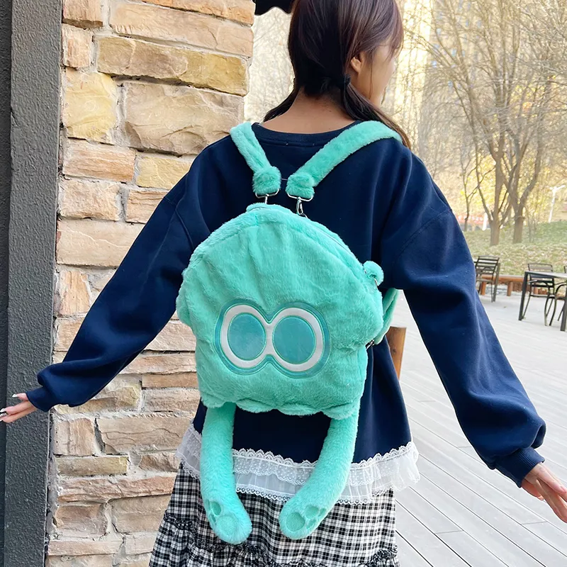 Kaka Tree Plush Backpack Regular Unisex Gray/Pink/Green-8
