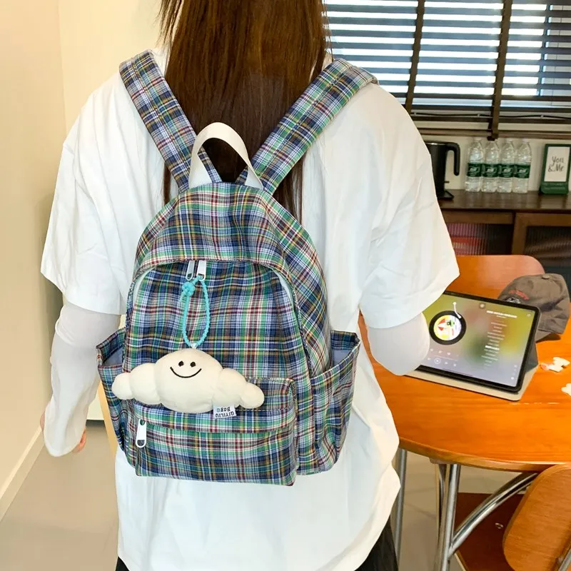 Kaka Tree Oxford Backpack Unisex Plaid/Plaid Puppy-7