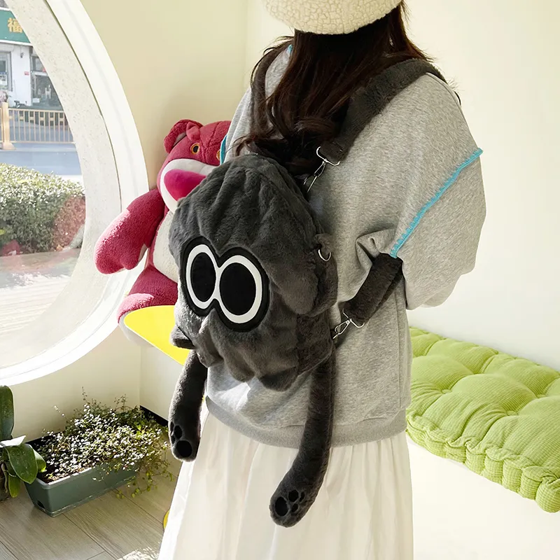 Kaka Tree Plush Backpack Regular Unisex Gray/Pink/Green-1