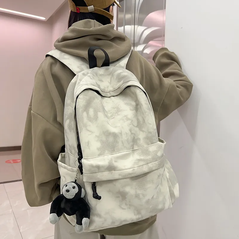 Kaka Tree Nylon Backpack Regular Unisex Ecru/Gray/Green/Red-2