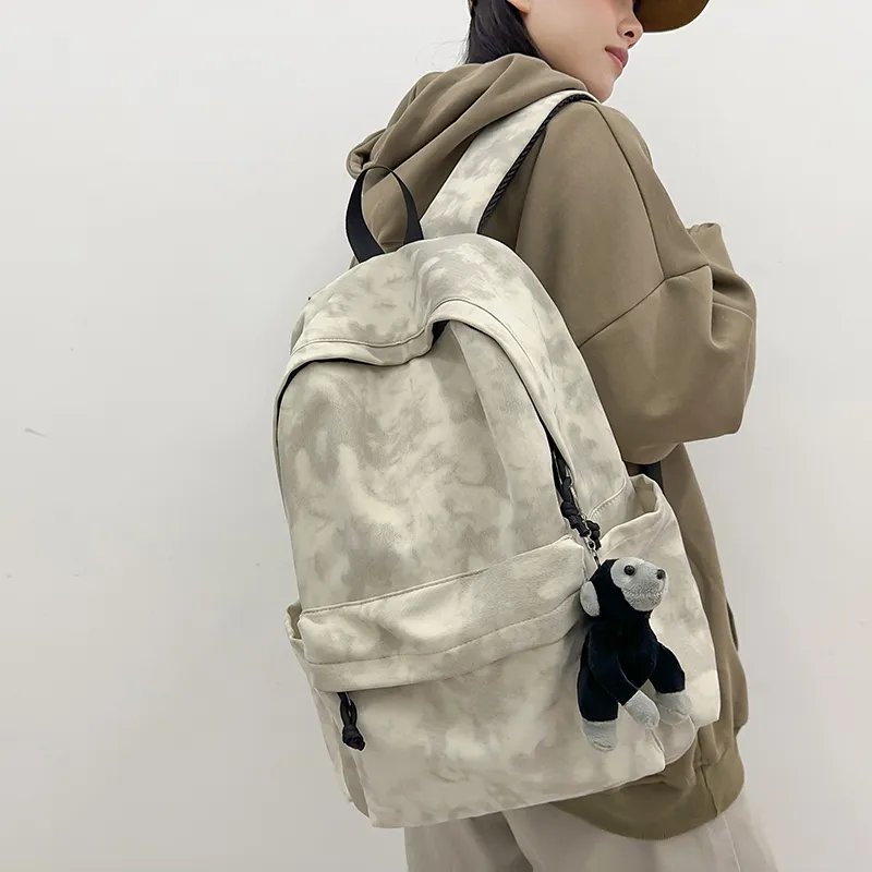 Kaka Tree Nylon Backpack Regular Unisex Ecru/Gray/Green/Red-3