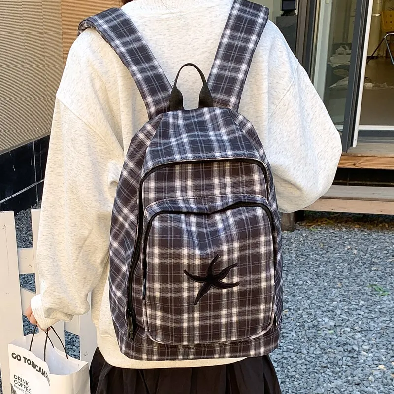 Kaka Tree Oxford Backpack Unisex Black Gray-3