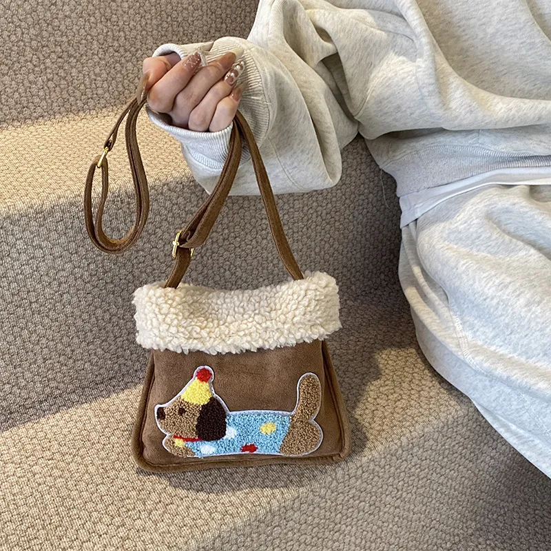 GOBLIN SHARKS 1759 Woolen Shoulder Bag Women's Brown & Khaki/Brown & White/Red/Pink-9