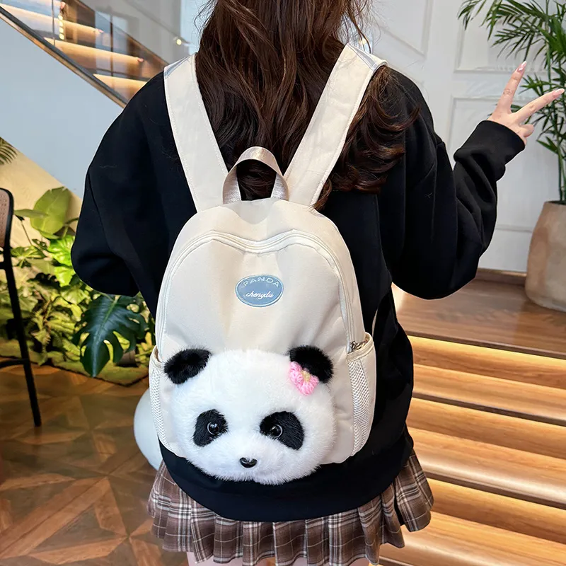 Kaka Tree Nylon With Plush Backpack Women's Khaki/Green-6