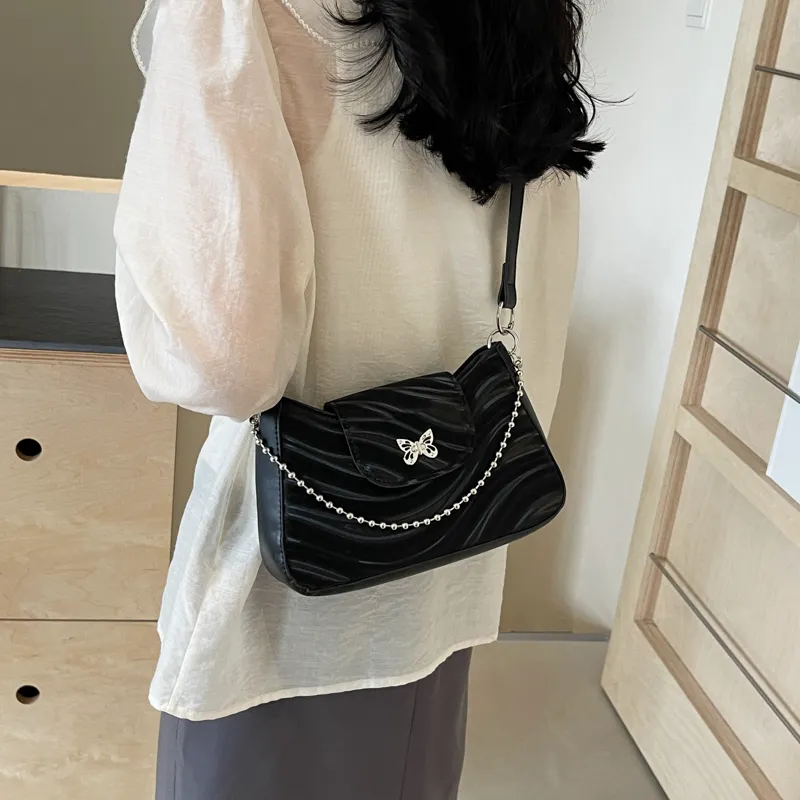 Kaka Tree PU Shoulder Bag, Crossbody Bag Regular Women's Silver/Black/Ecru-2