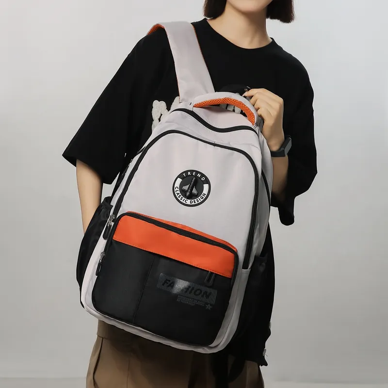 Kaka Tree Nylon Backpack Unisex Black/White & Black/Orange & Coffee/Green & Coffee-6