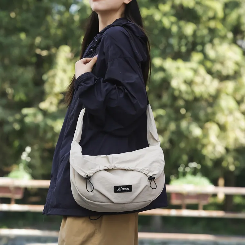 Kaka Tree Nylon Crossbody Bag, Shoulder Bag Unisex Black/Khaki/Gray/White/Orange-7