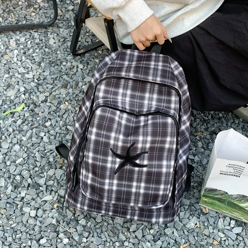 Kaka Tree Oxford Backpack Unisex Black Gray-1