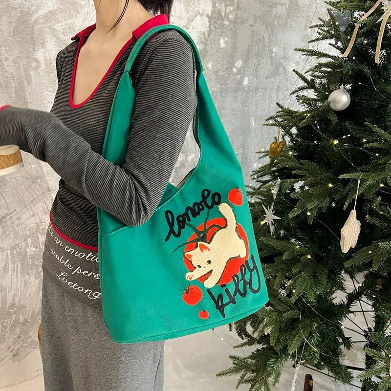 Kaka Tree Canvas Bag, Shoulder Bag Unisex White/Brown/Yellow-11