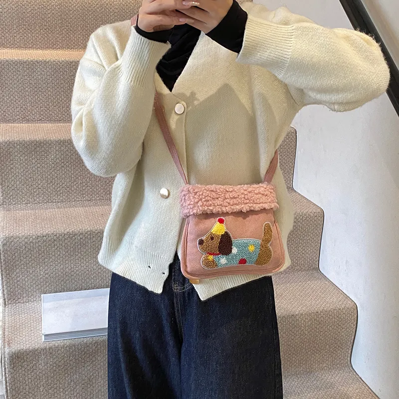 GOBLIN SHARKS 1759 Woolen Shoulder Bag Women's Brown & Khaki/Brown & White/Red/Pink-17