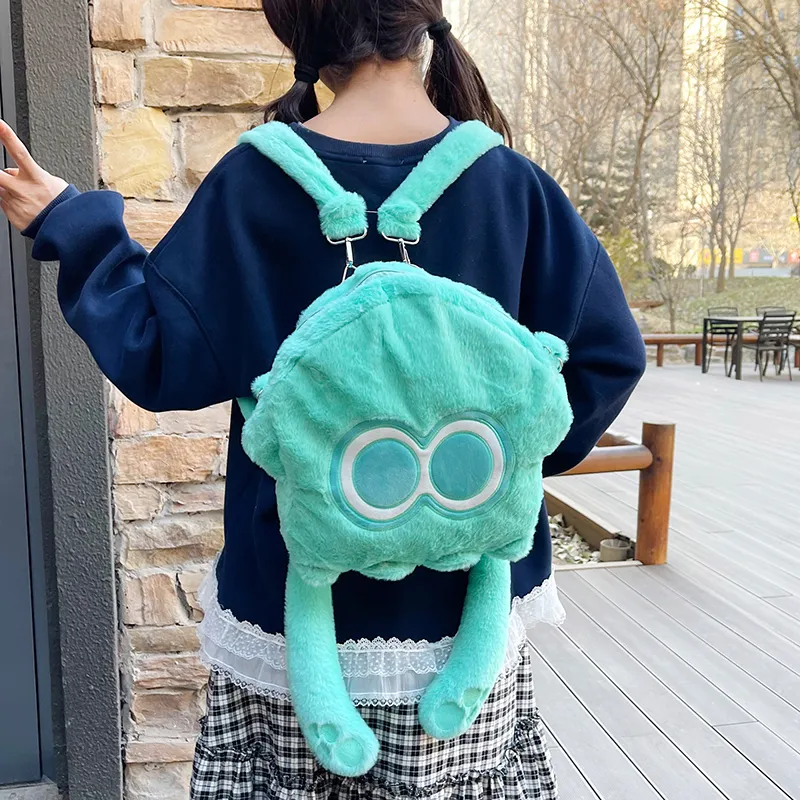 Kaka Tree Plush Backpack Regular Unisex Gray/Pink/Green-7