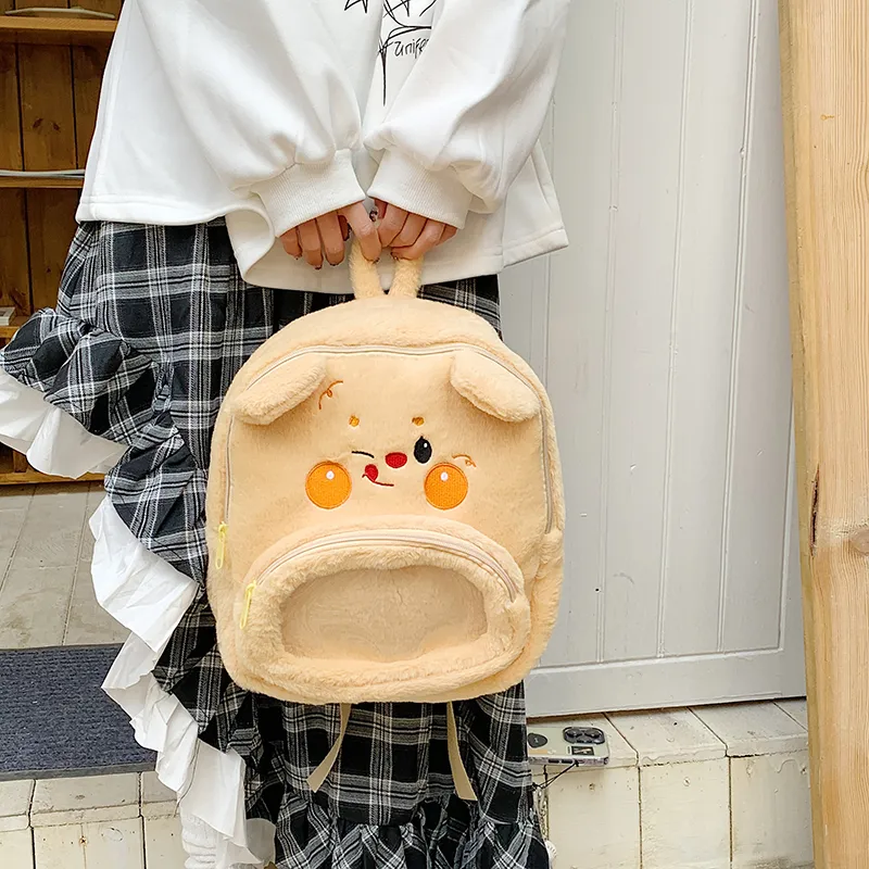 Kaka Tree Plush Backpack Regular Unisex White/Khaki-2