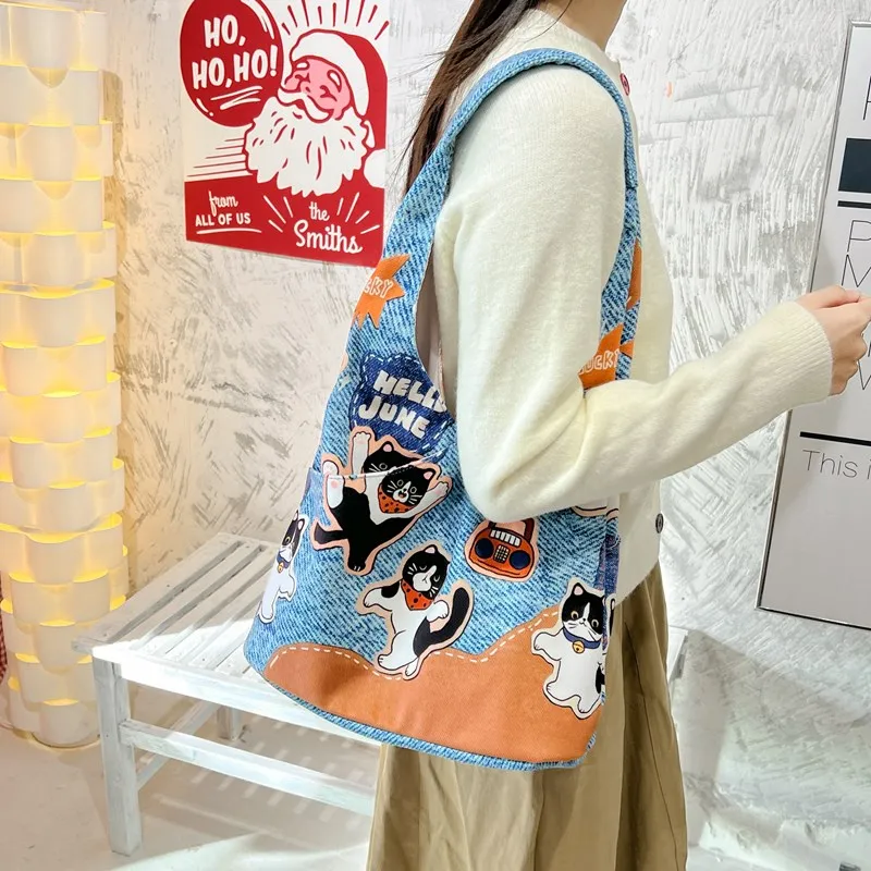 Kaka Tree Canvas Bag, Shoulder Bag Unisex White/Brown/Yellow-1