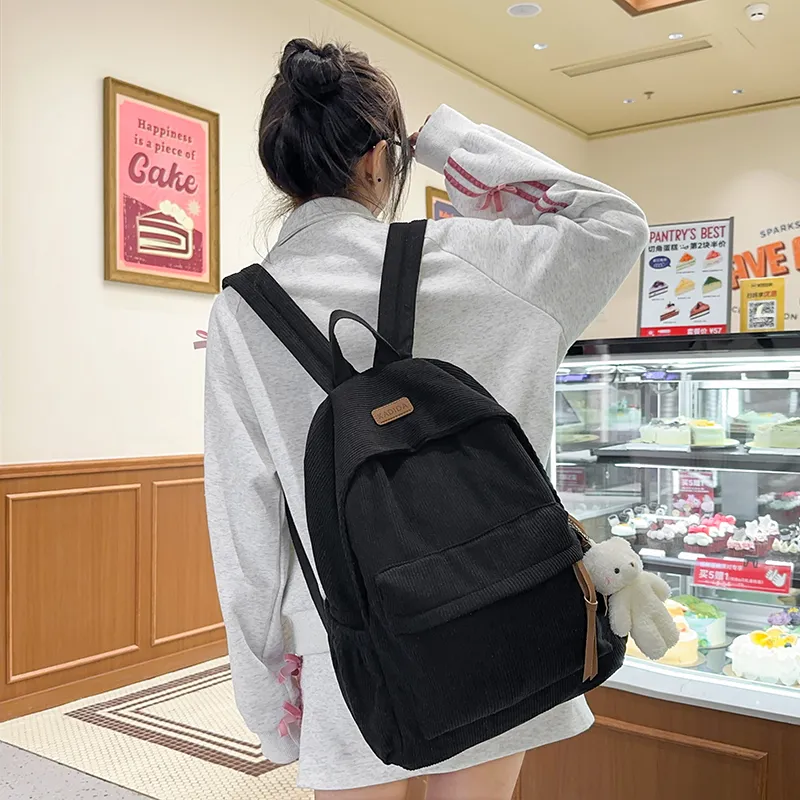 Kaka Tree Oxford Backpack Large Size Unisex Black/Khaki/White/Green/Gray-1