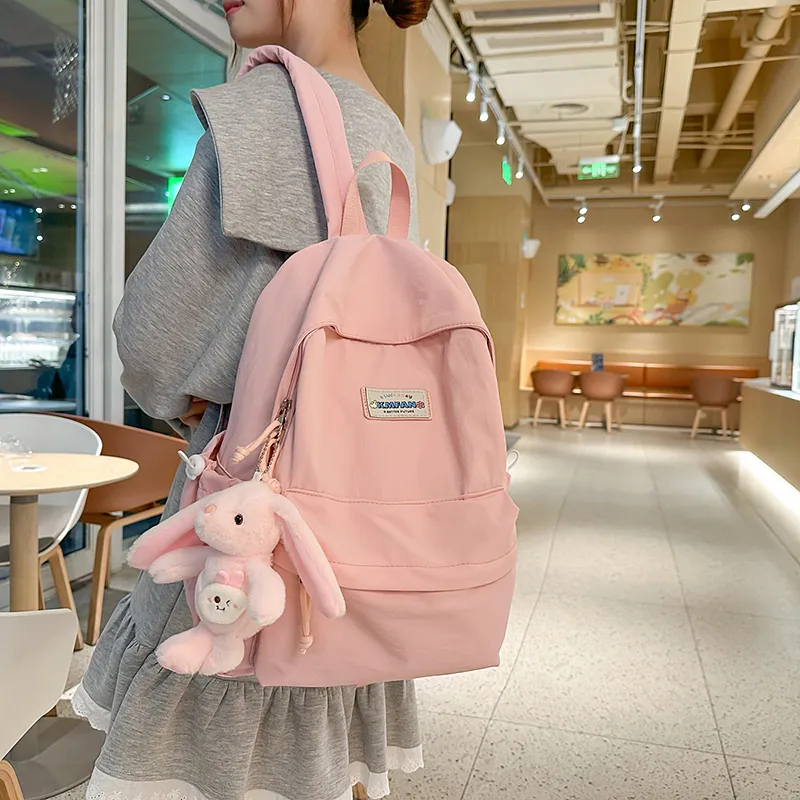 Kaka Tree Nylon Backpack Unisex Black/Pink/Yellow/Green/Blue-3