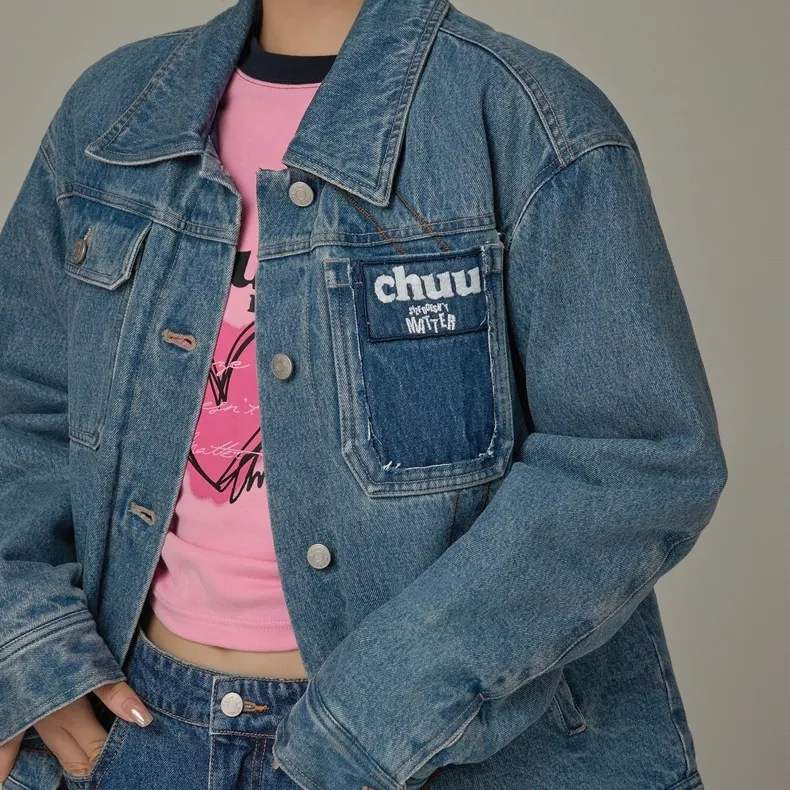 CHUU Puffer Jackets Women's Denim Blue-2