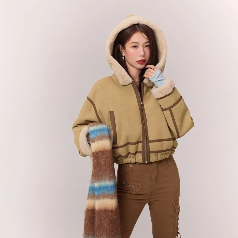 CHUU Cropped Coat Women's Light Coffee-2