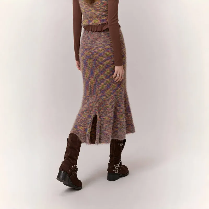 CHUU Casual Long Skirts Women's Purple Tie Dye-4