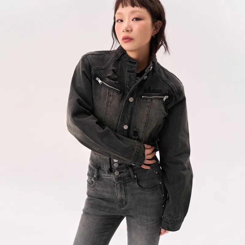 CHUU Cropped Coat Women's Dark Gray-2