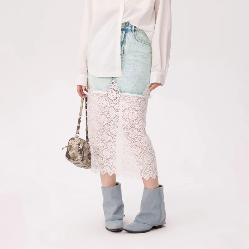 CHUU Casual Short Skirts Women's Light Denim Blue-2