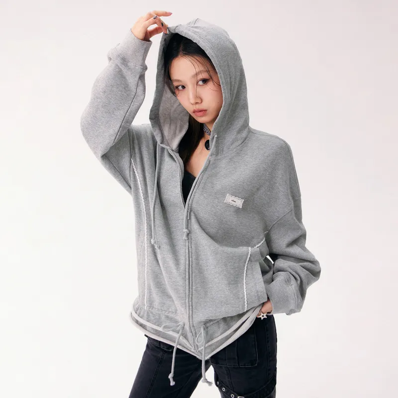 CHUU Cropped Coat Women's Light Heather Gray-2