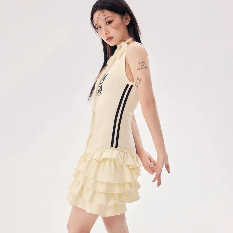 CHUU Short Sleeved Dress Women's White Apricot-2
