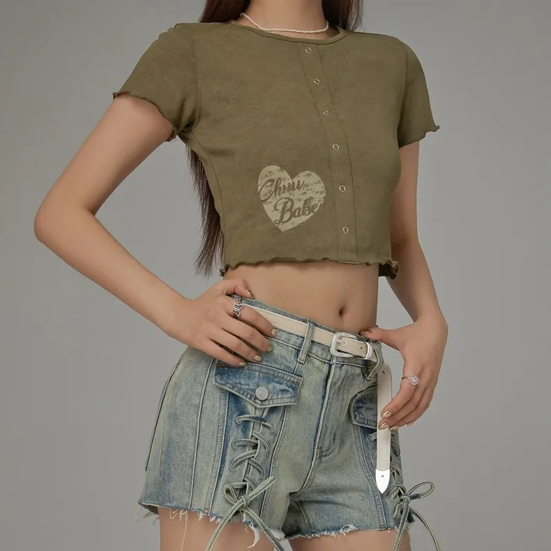 CHUU T Shirts Women's Gray Green-2