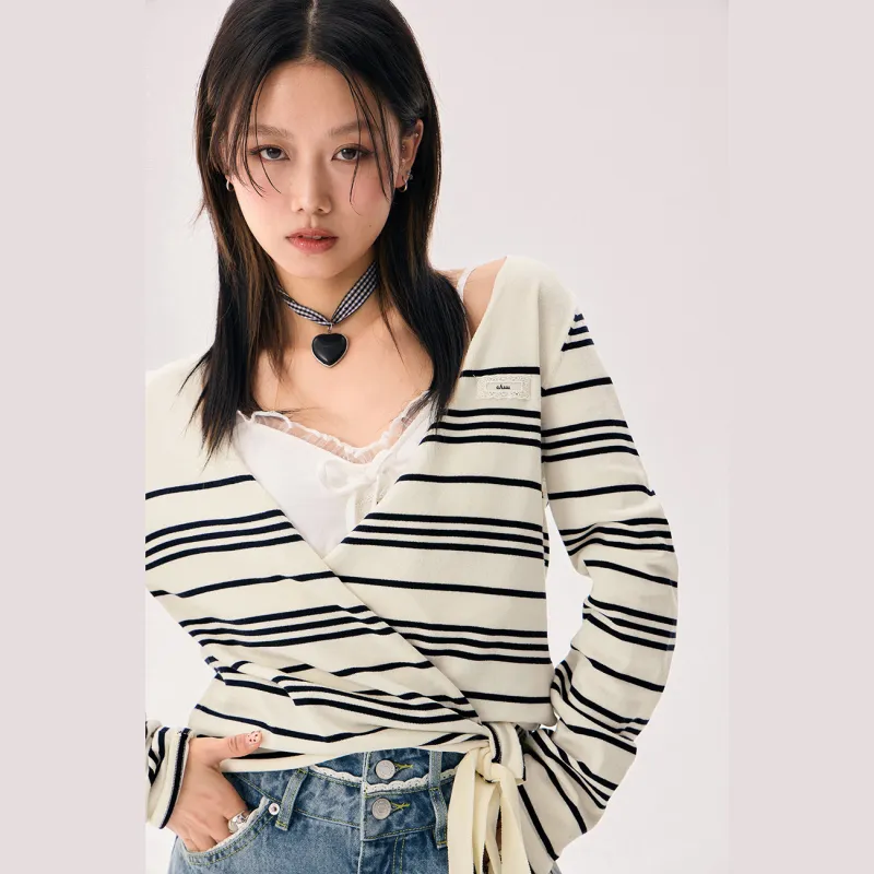 CHUU Knitwear Women's Blue Stripes Pattern-2