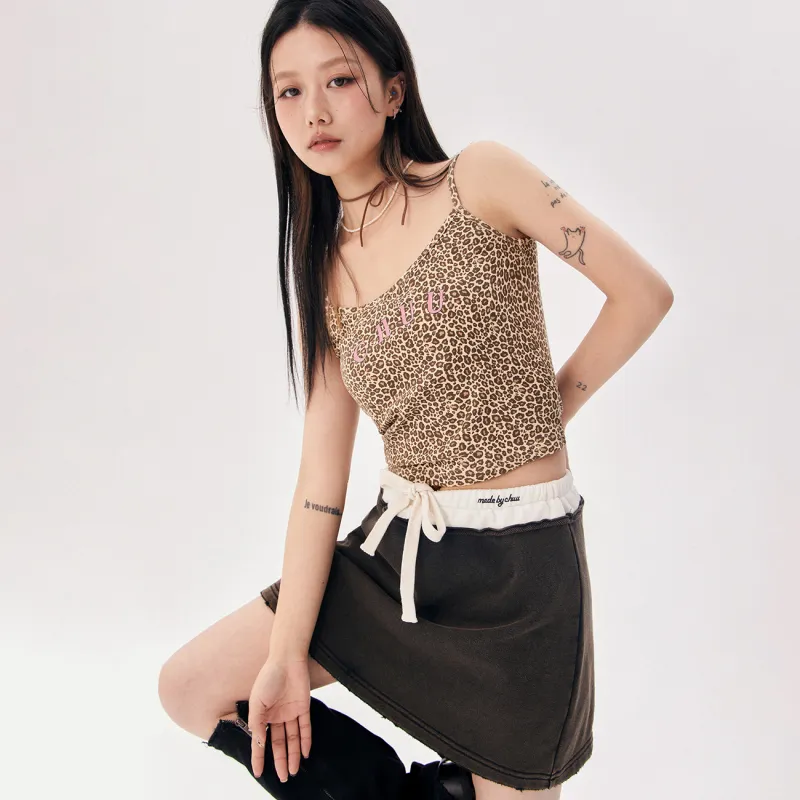 CHUU Top Women's Leopard Print Coffee-2