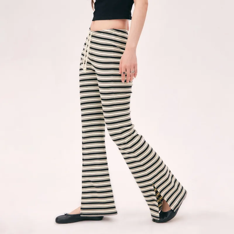 CHUU Casual Pants Women's Black White Stripes-2