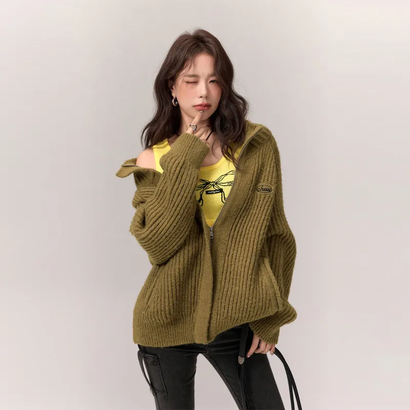 CHUU Knitwear Women's Mustard Green-1