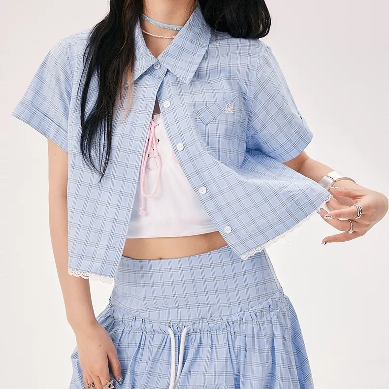 CHUU Shirts Women's Blue Plaid-2