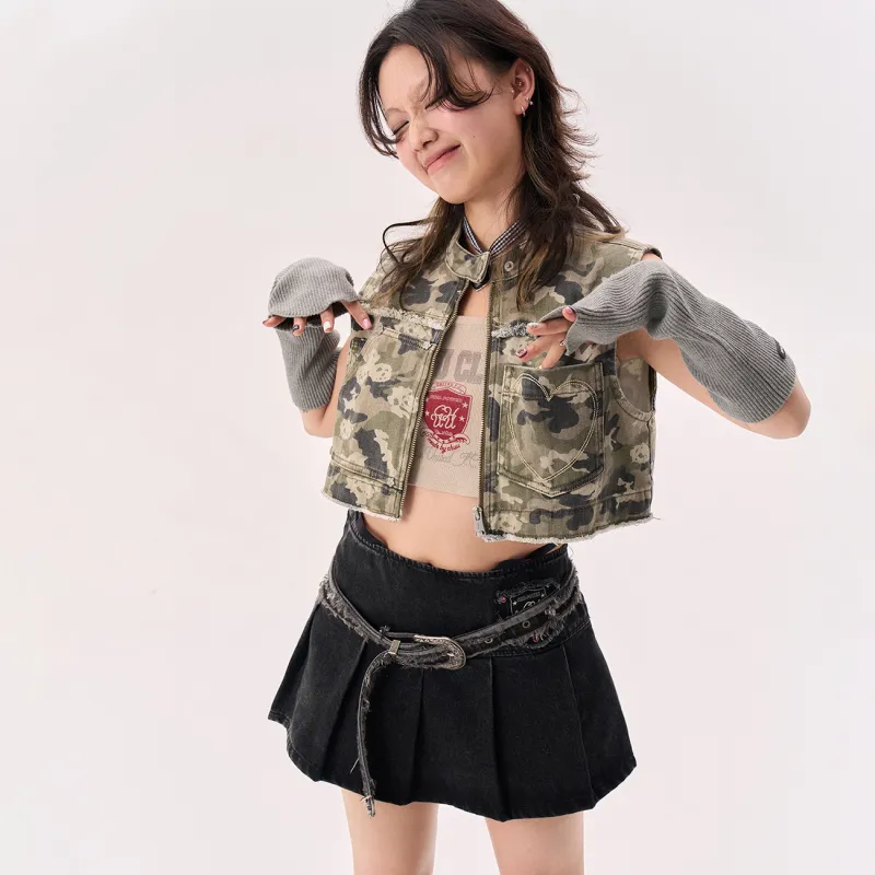 CHUU Vest Women's Green Camouflage-2