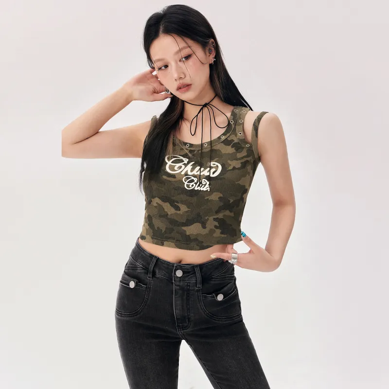CHUU Tank Top Women's Green Camouflage-2