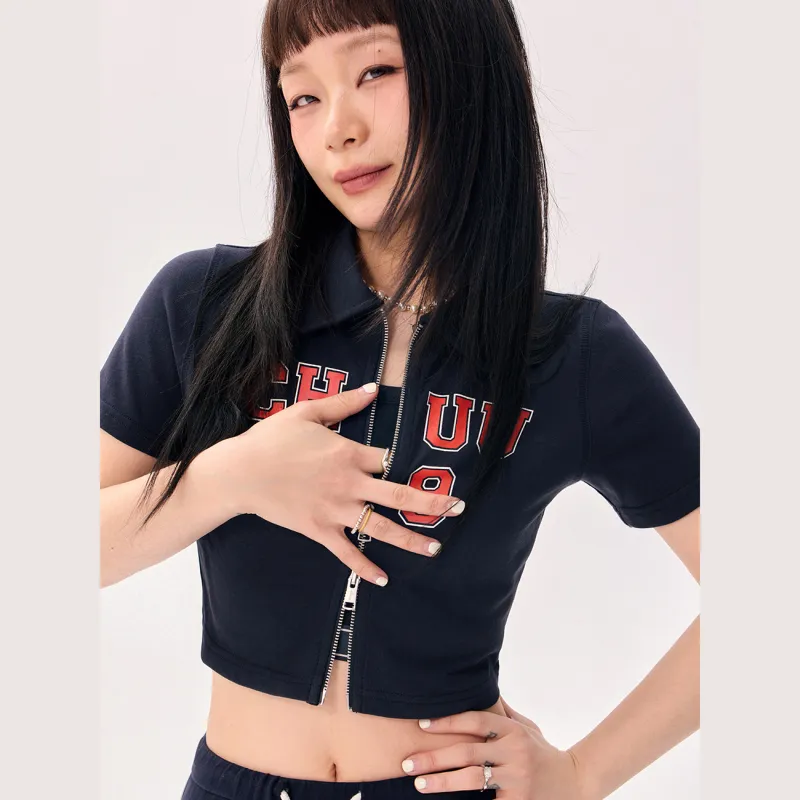 CHUU Cropped Coat Women's Navy Blue-2