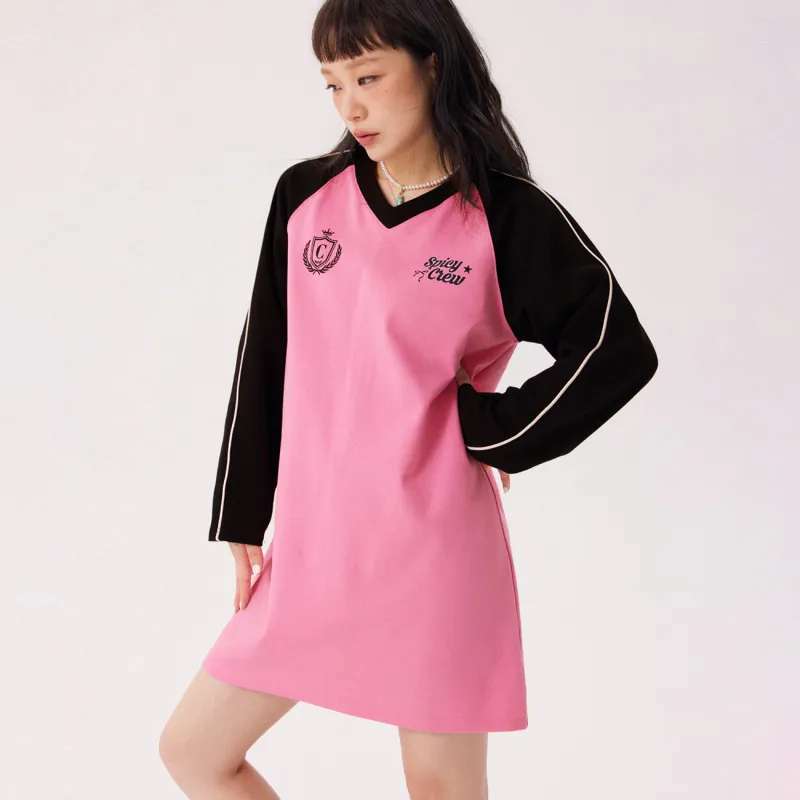 CHUU Long Sleeved Dress Women's Fuchsia-2