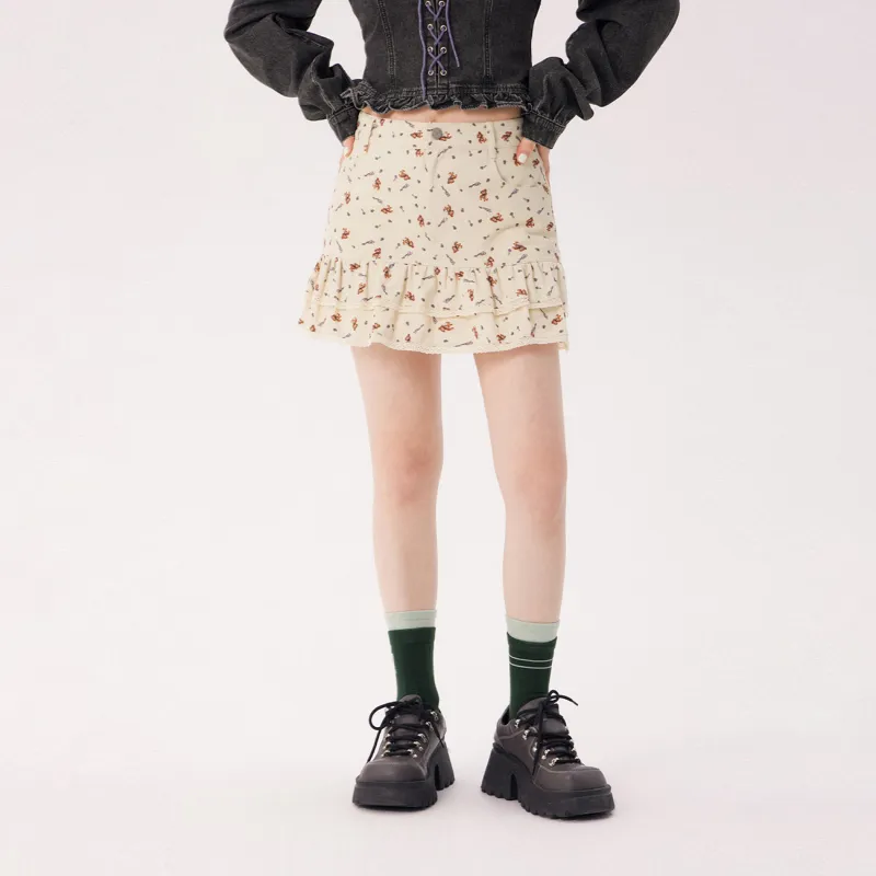 CHUU Casual Short Skirts Women's White Apricot-2