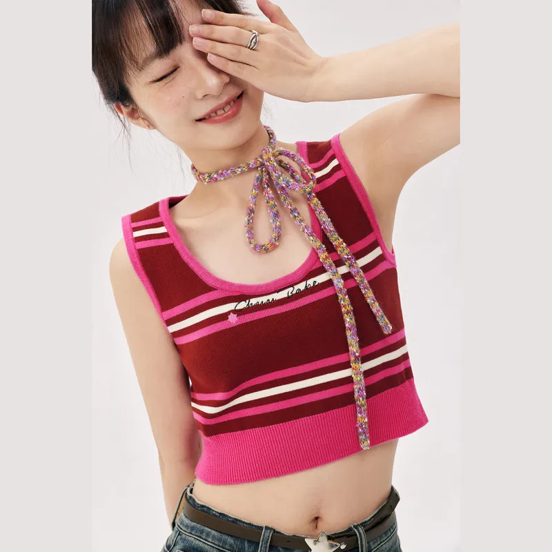 CHUU Tank Tops Women's Red Stripes-2