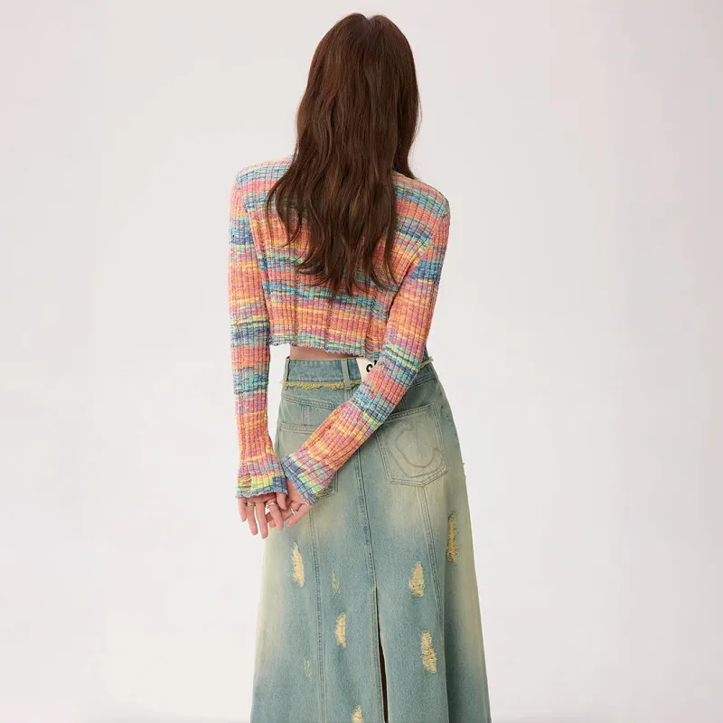 CHUU Knitwear Women's Rainbow Stripes-3