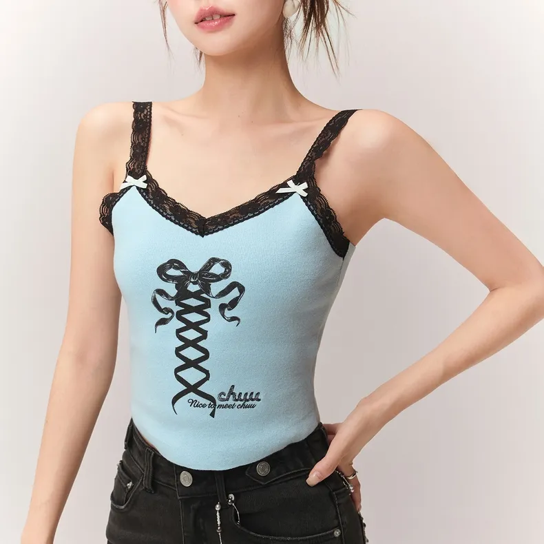 CHUU Tank Tops Women's Gray Blue-2