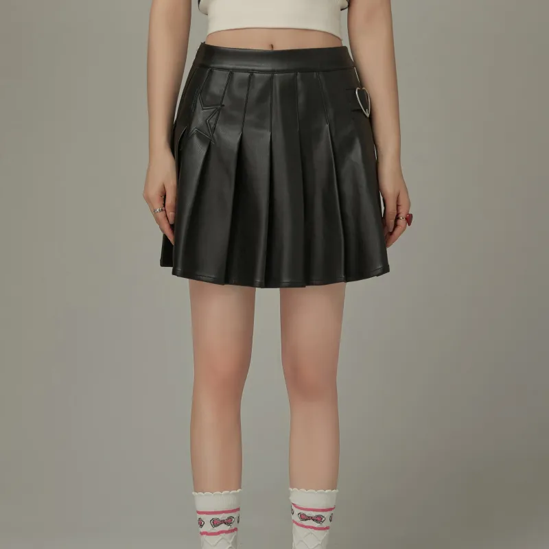 CHUU Leather Short Skirts Women's-1