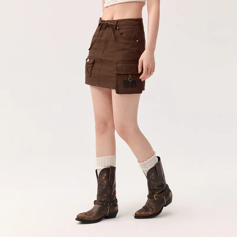 CHUU Denim Short Skirts Women's Coffee-2