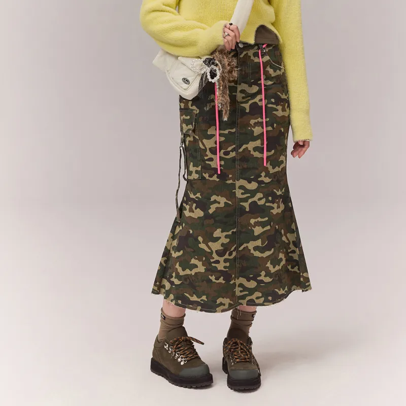 CHUU Casual Short Skirts Women's Green Camouflage-2